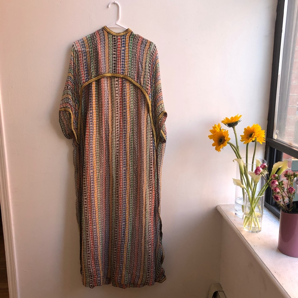 VINTAGE 1970s metallic trimmed maxi cape dress